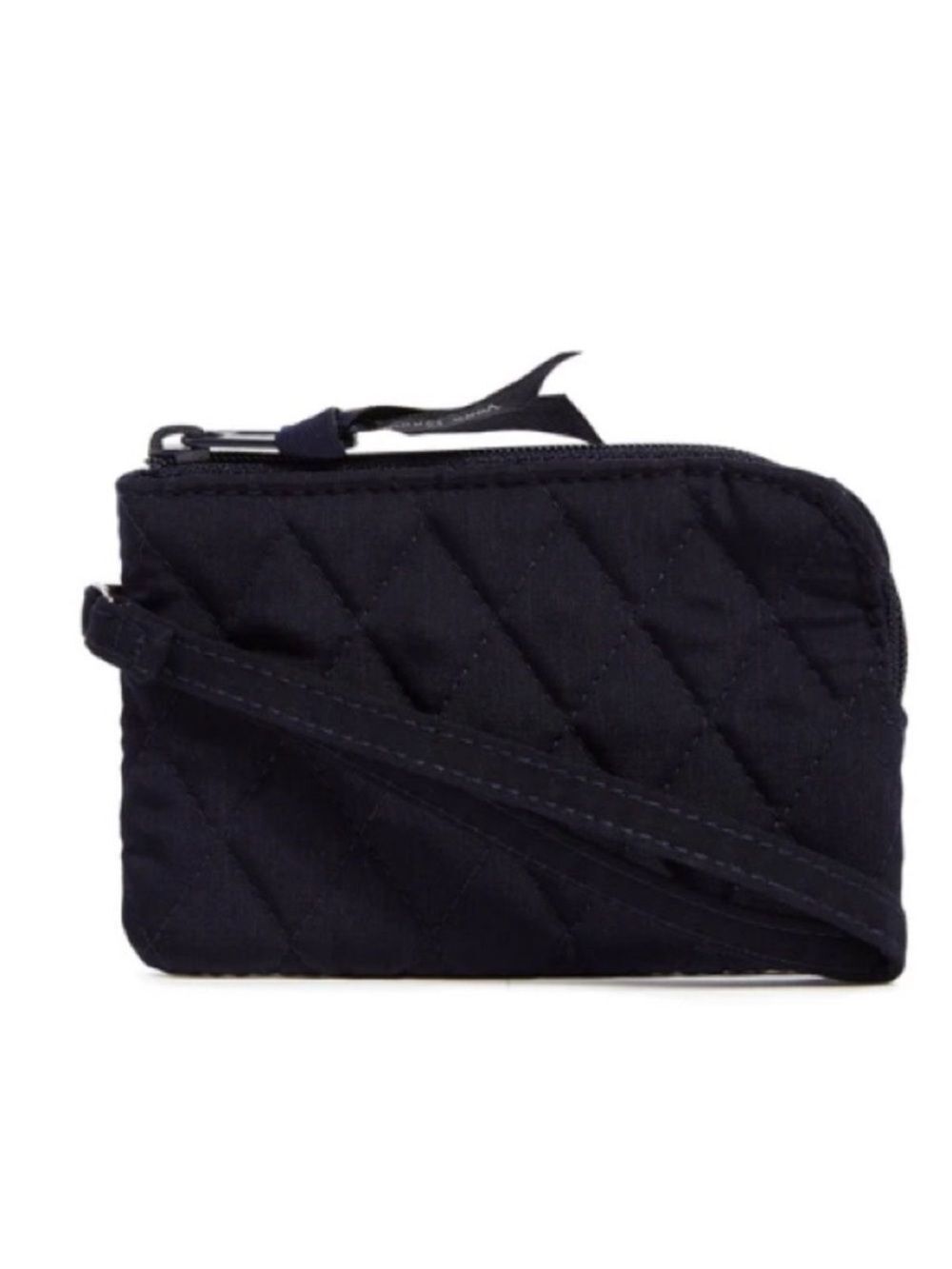 Vera Bradley Classic Navy RFID Zip-Top ID Compact Wristlet Microfiber Case